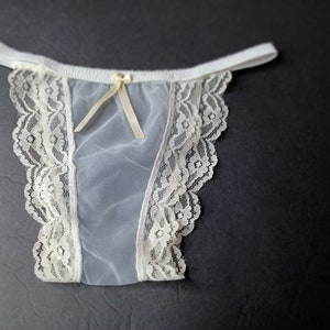 See Thru Panty White Lace Bikini Wedding Lingerie Sheer - Etsy