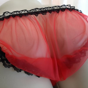 Men's Panty, See Thru Bikini, Lace Panties, Gift for Him, Crossdresser Lingerie, Sheer String Panty, Male Negligee, Red Lace Panty, Size XL image 6