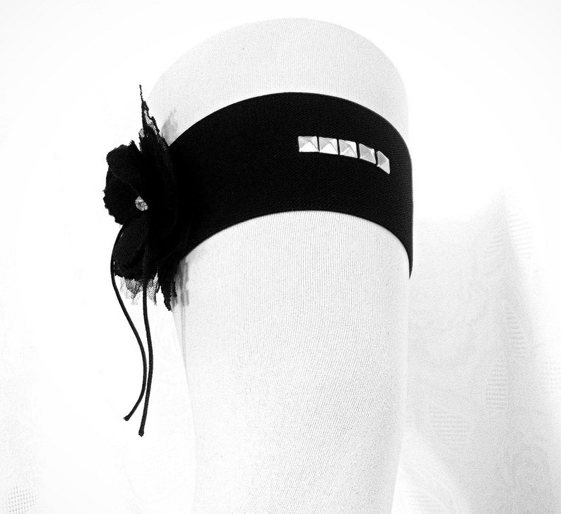 Black Studded Thigh Garter Wide Elastic Band Gothic Etsy