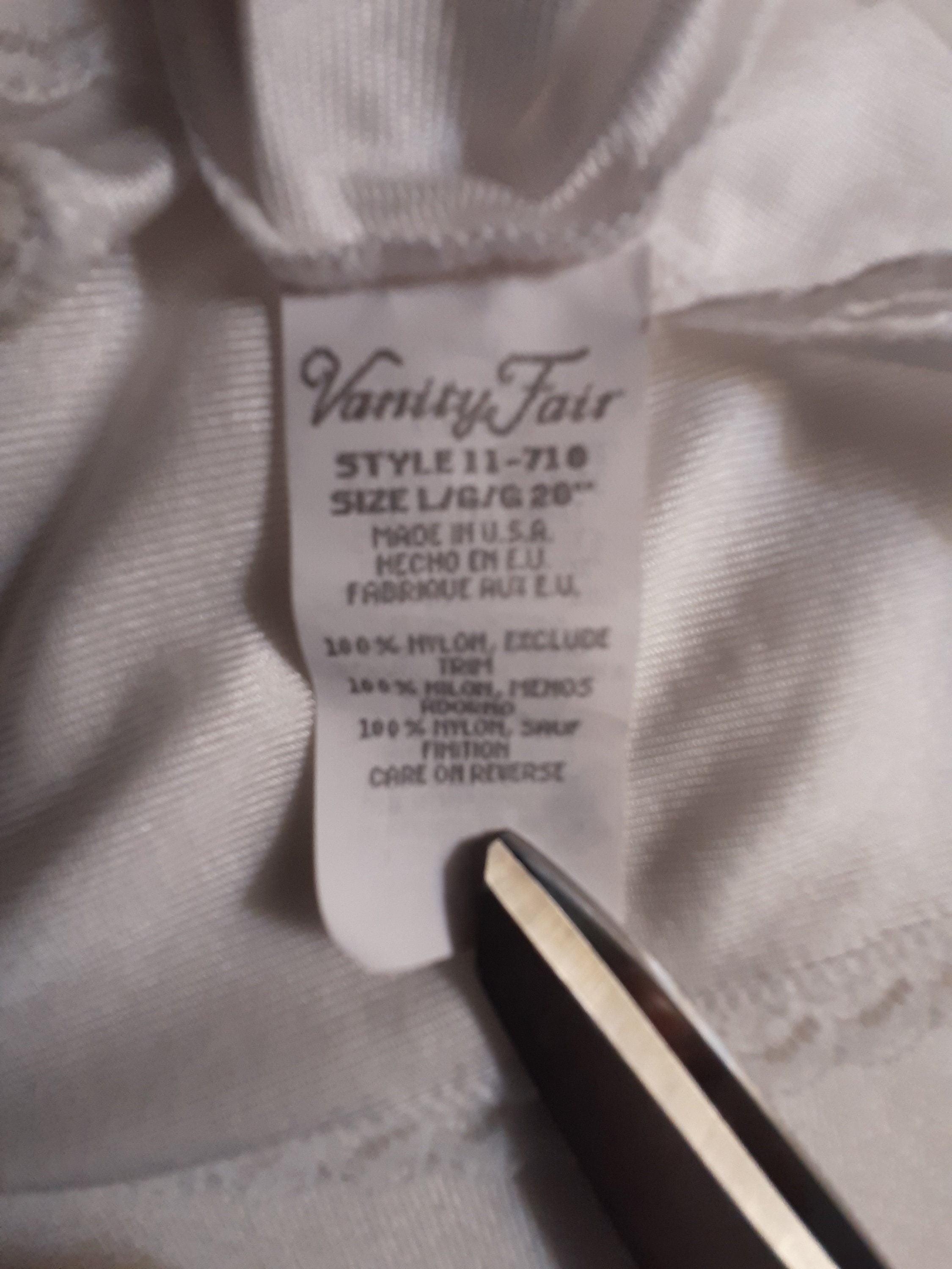 Nylon Half Slip, Short Vanity Fair White Mini With Narrow Lace on