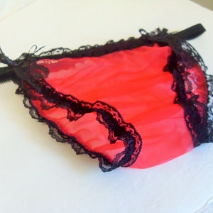 Men's Panty, See Thru Bikini, Lace Panties, Gift for Him, Crossdresser Lingerie, Sheer String Panty, Male Negligee, Red Lace Panty, Size XL image 4