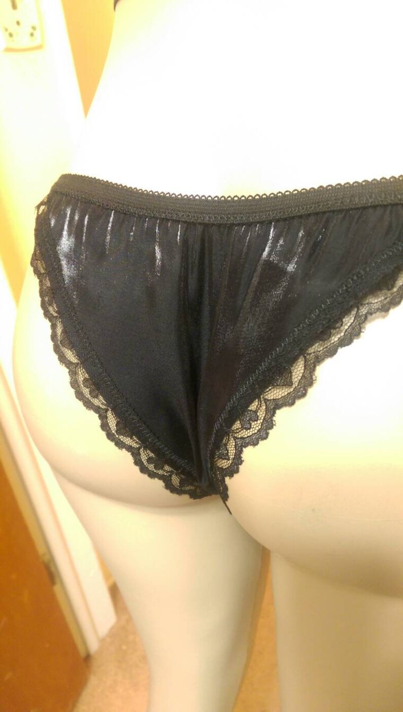 Shimmering Black Panty With Black Heart Lace Romantic Sexy Etsy Canada