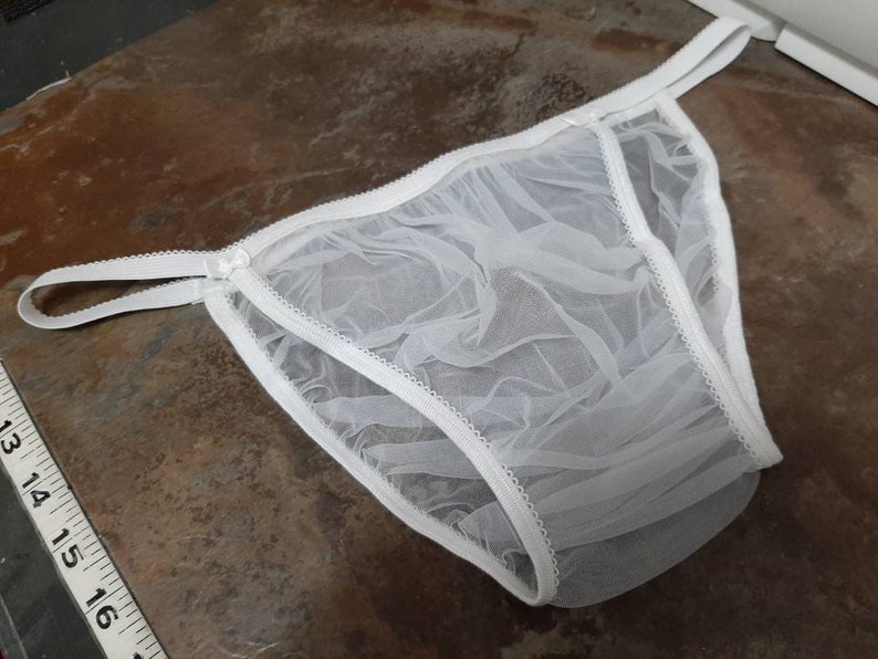 Crossdresser Pouched Panties Are Sheer White With Sexy Strings Etsy