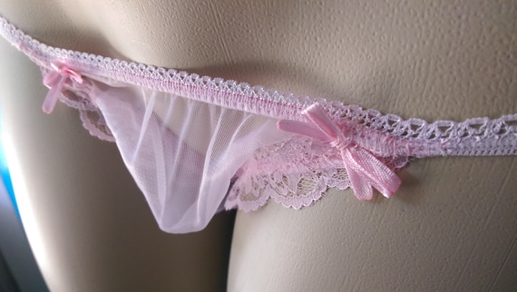 Seamless Pink Crossdresser Panties Sheer Pouched Sexy Lace Etsy