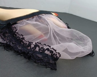 Panties for Men, See Through Pink Bikini, Black Lace Underwear, Gift for Him, Baby Doll Lingerie, Frilly Panty, Sheer Men's Crossdresser