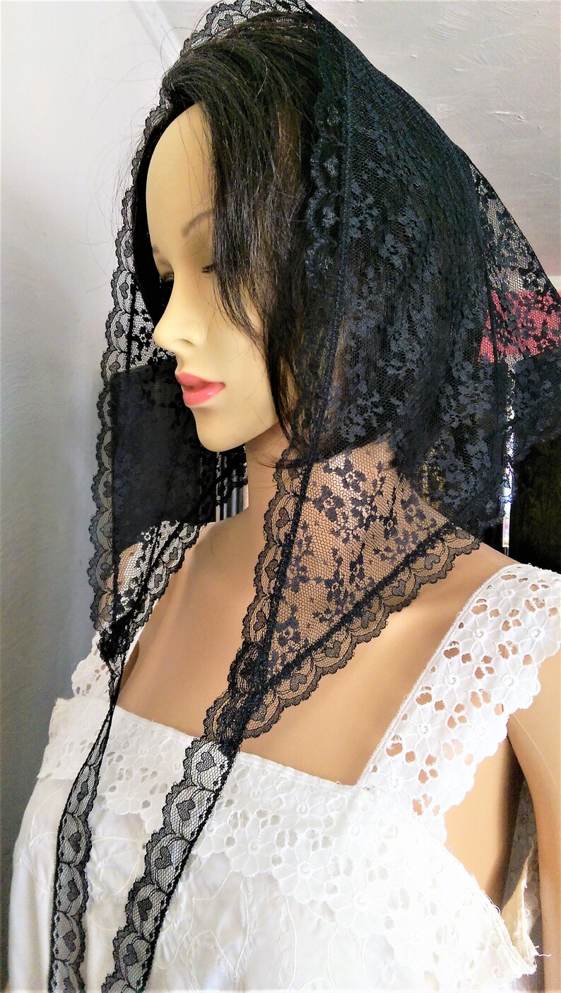 Lace Mantilla Catholic Head Covering Triangle Chapel Scarf Etsy