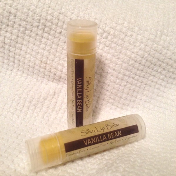 Vanilla Bean all-natural lip balm, Cocoa Butter & Beeswax formula with Jojoba Oil, handmade in small batches for dry cracked lips.