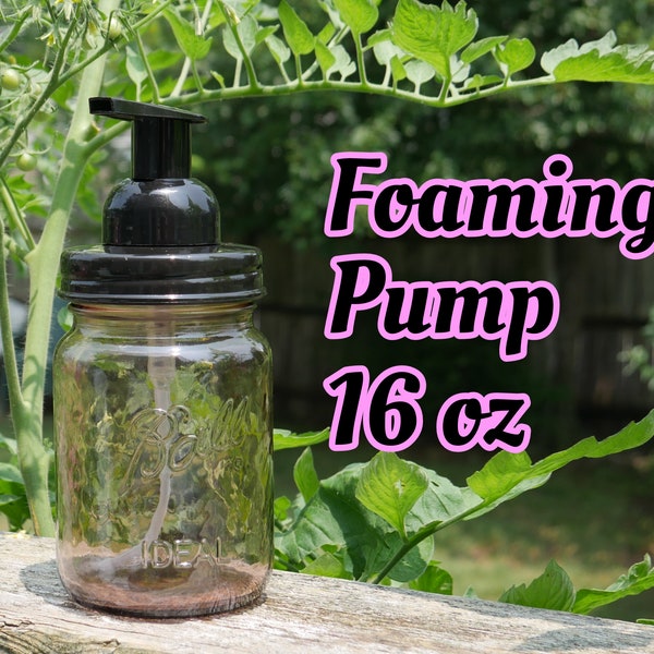 Pink Foaming Soap Dispenser, 16 oz refillable Rose Pink Ball mason jar with black foaming pump and silicone gasket NO RUSTING!