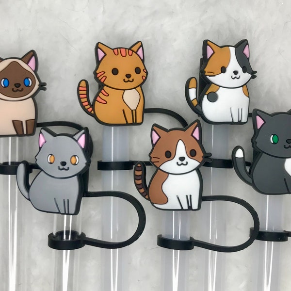 Cat Breeds Stanley Accessory Straw Cover for Stanley Tumbler 10mm Straw Topper, 6 Cat Breeds to choose from, Cat Stanley Accessories