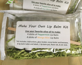 DIY Lip Balm Kit - Peppermint-Fruit Combo - Make your own all-natural chapstick kit - Makes 8+ sticks.  Great gift!