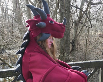 PDF Pattern hooded dragon cloak one size fits all head is a hat legs tie around waist use wing sleeves to move wings or tie over shoulders