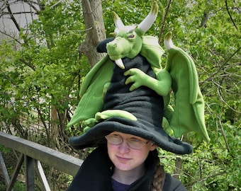 PDF Pattern Witches Hat with Dragon 19 inches High Comfy Fleece
