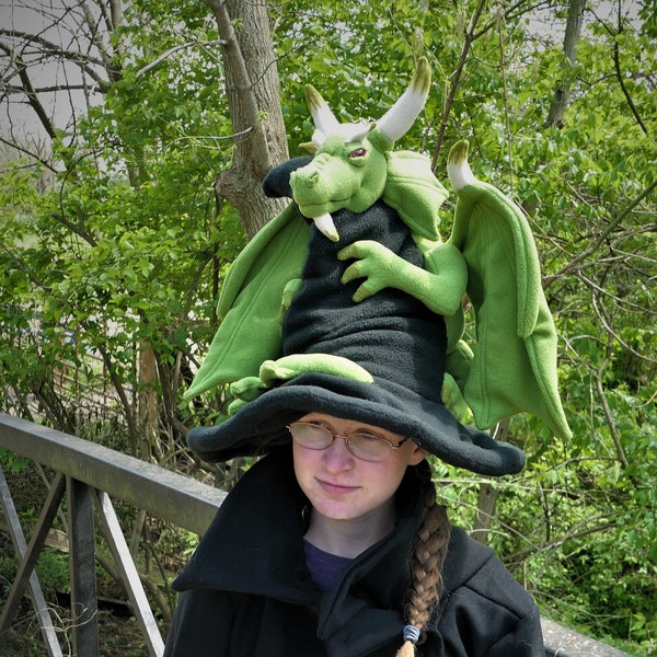 PDF Pattern Witches Hat with Dragon 19 inches High Comfy Fleece