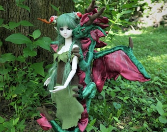PATRÓN PDF Dragón de flores de 30 pulgadas y patrón de vestido y botas adicionales para BJD 1/3