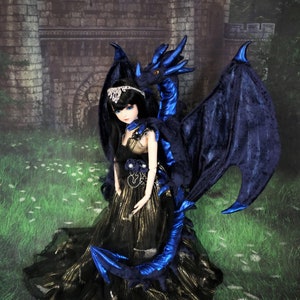 PDF PATTERN Midnight Dragon 32 inch fully wired with a 24 inch wingspan accessory for 1/3 or 1/4 BJD