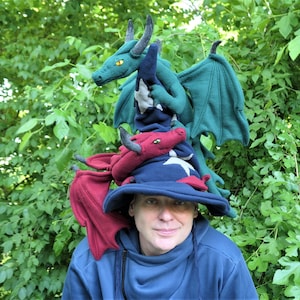 PDF Pattern Wizards Hat with Dragons 19 inches High Comfy Fleece. Functional hat also makes a great decoration.