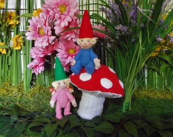 Gnome Children with Mushroom Rien Poortvliet inspired  sewing pattern