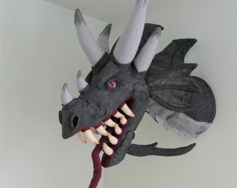 Life Sized Dragon Trophy Head PDF Sewing Pattern 28inches long hangs easily on the wall