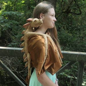 PDF PATTERN Cape Dragon, shawl dragon, shoulder dragon, easy dragon to wear shown suede and satin can be made with almost any fabric.