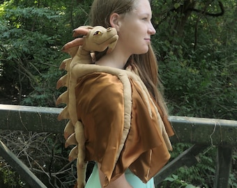 PDF PATTERN Cape Dragon, shawl dragon, shoulder dragon, easy dragon to wear shown suede and satin can be made with almost any fabric.
