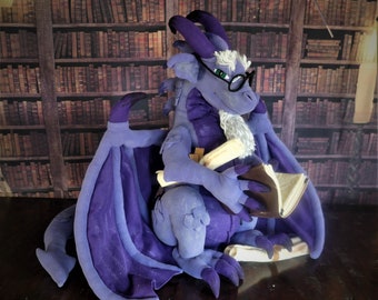 PDF Pattern Giant Reading Dragon for book lovers or story time ,child safe, includes pattern for glasses, books and scrolls