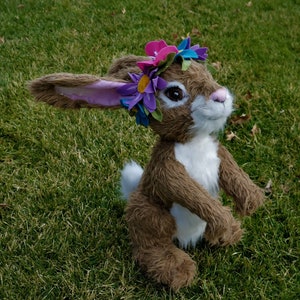 PDF Pattern Rabbit with Floral Crown 22 inches tall not including ears. Pattern for felt crown included  3 types of flowers and 2 leaves