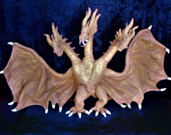 Patrón de costura en PDF: King Ghidorah Godzilla, dragón de tres cabezas, 66 cm de altura.