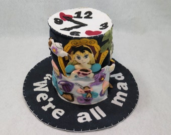PDF Pattern Felt 360-degree Felt Mad Hatter Tea Party 10 inch Top Hat Alice in Wonderland.