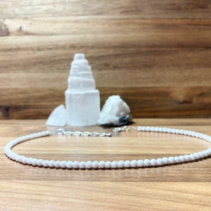 Mashan Jade White Choker. Synthetic Crystal Choker.