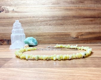 Butter Jade Chip Beads Semi Precious Gemstone Necklace.  Gemstone Jewellery. Summer Necklace. Uk jewellery.