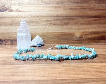 Larimar Crystal Beaded Necklace. Blue / Aqua Beaded Gemstone Necklace. Semi Precious Jewellery.