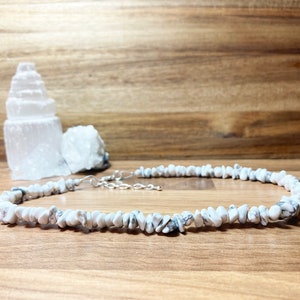 White Crystal Beaded Necklace. Howlite Gemstone Necklace. Summer Necklace. Uk Jewellery.