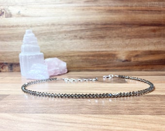 Grey Crystal Glass  Choker Necklace. Preciosa Black Diamond Beaded Choker. Crystal Beaded Sparkle Choker. Preciosa Jewellery. Uk