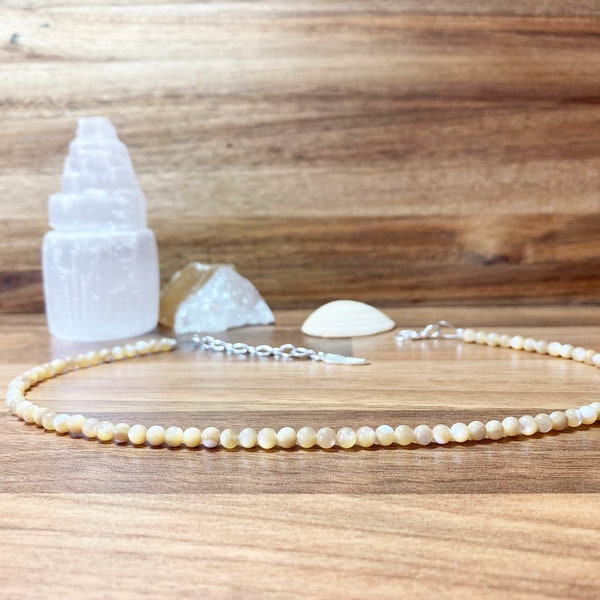 Natural Mother Of Pearl Beaded Choker. Angel Wing Charm Choker. Beach Inspired Jewellery.