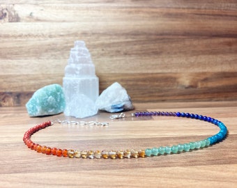 Chakra Choker. Spiritual Jewellery. Amethyst / Lapis Lazuli / Apatite / Green Aventurine / Citrine / Carnelian / Red Jasper.