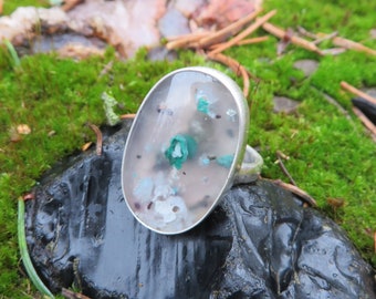 Confetti Chrysocolla ring, fun, sterling silver, bohemian jewelry, metalwork, gemstone, silver, silversmith, boho chic, bohemian,