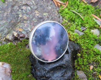 Statement ring, sterling silver, purple moss agate, OOAK, metalsmith, bohemian, gemstone, metalwork, stone, silver, boho chic, purple agate