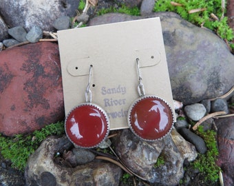 Carnelian Agate dangle earrings, sterling silver, Agate, metalwork, handmade, OOAK, metalsmith, silver smith, silver, boho, dangle, orange