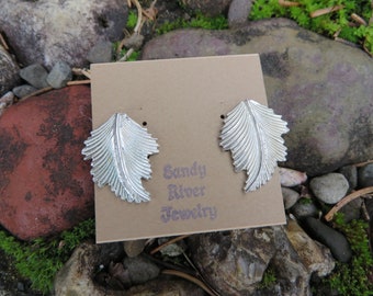 Earrings, Silver Leaf, handmade, post earrings, boho chic, earrings, silver, post, stud, nature, leaf, sterling earrings,