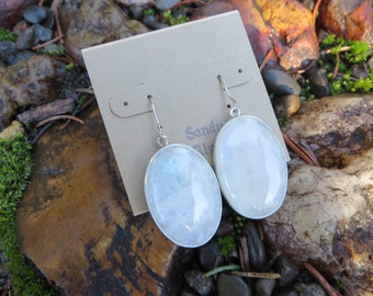 Moonstone dangle earrings, sterling silver, moonstone, metalwork, OOAK, handmade, OOAK, metalsmith, silver smith, silver, dangle, white