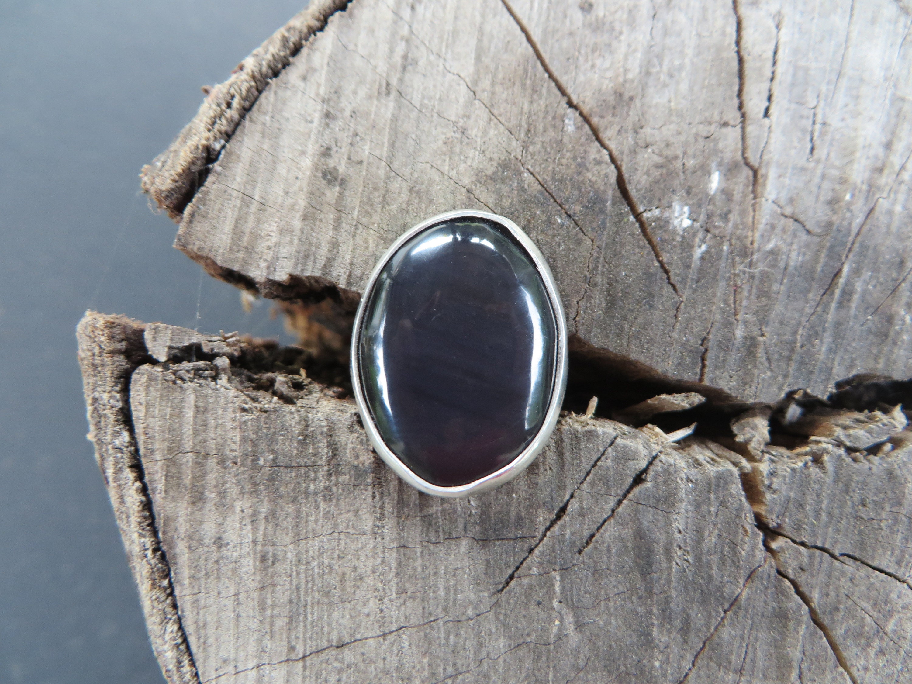 Blue online obsidian ring