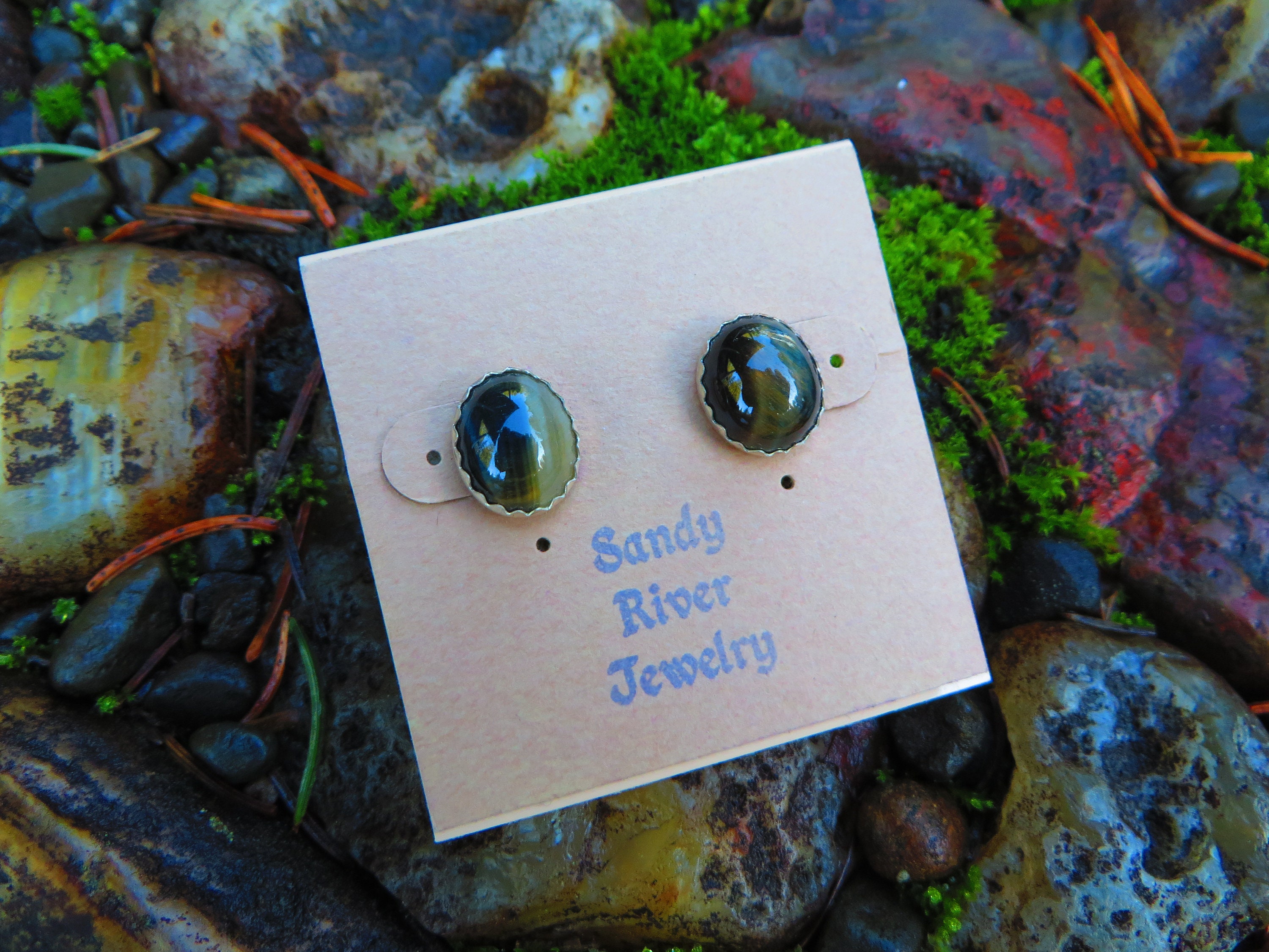 92.5 Sterling Silver Earrings Semi-Precious Red Garnet Natural Stone  Earrings