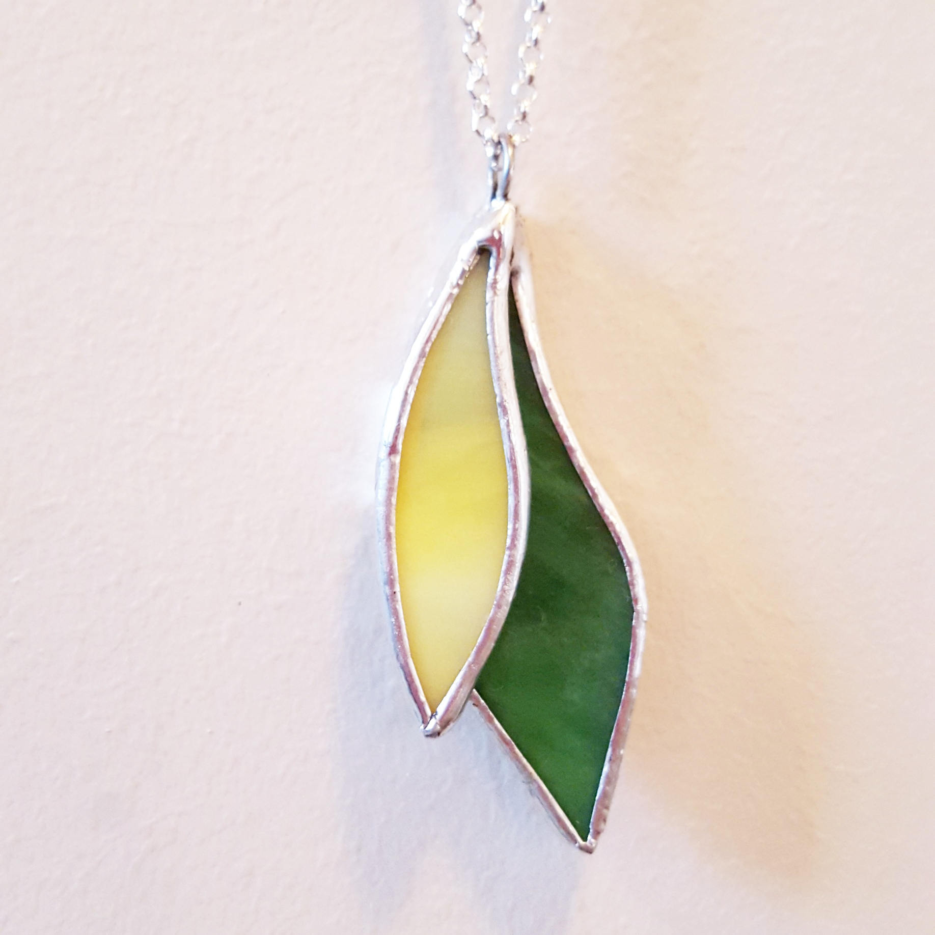 Turquoise Leaf Stained Glass Necklace Etsy