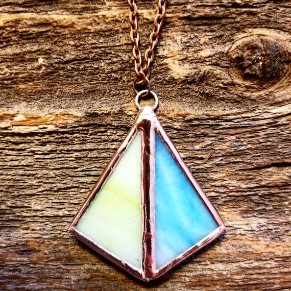 Geometric Stained Glass Necklace Etsy