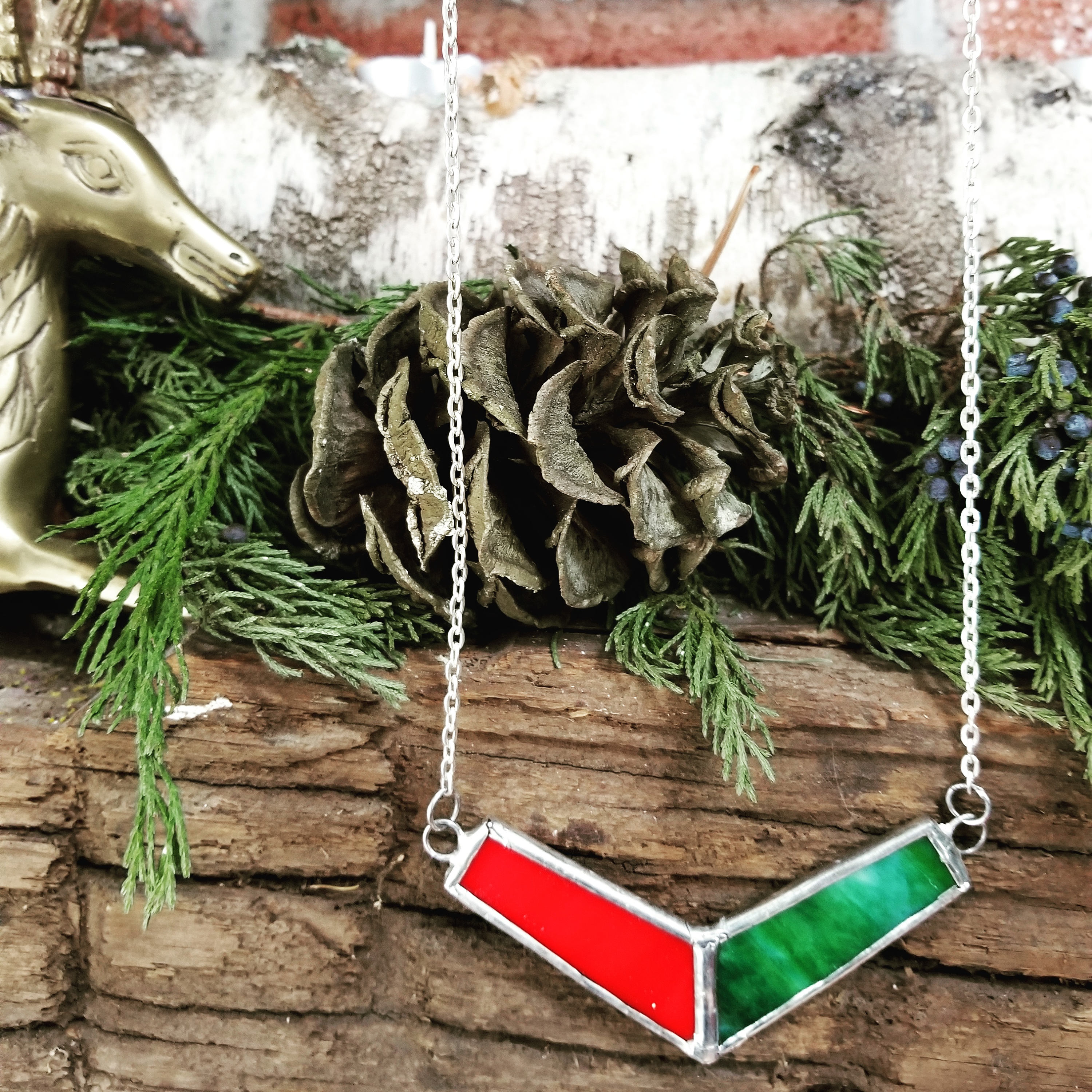 Geometric Stained Glass Necklace Etsy