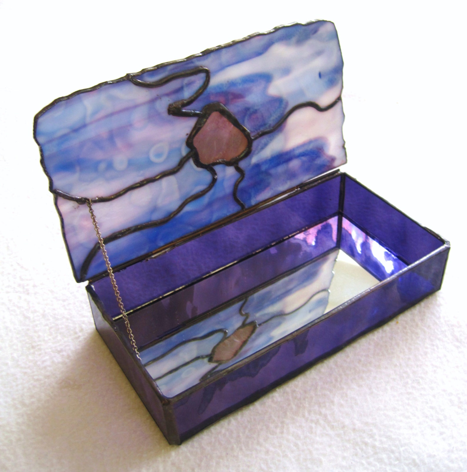 Stained Glass Jewelry Box with Inlaid Amethyst Etsy