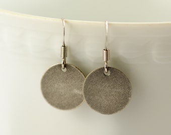 PURE * plain antique silver brass earrings