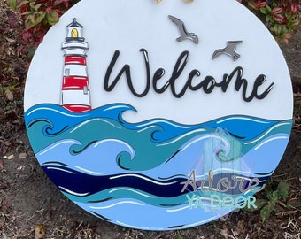 Welcome lighthouse and ocean