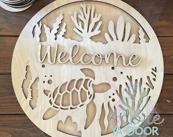 Welcome with Sea Turtle cutout