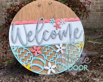 Welcome hanger with Easter egg cutout